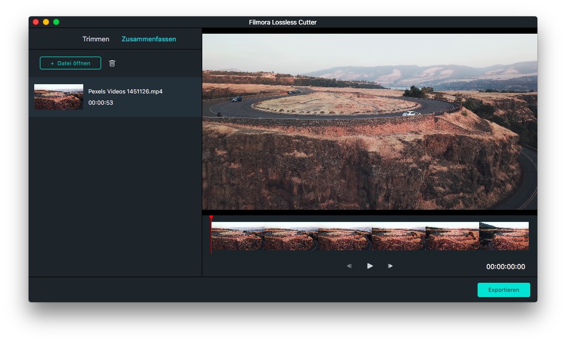 Filmora Mac Instant-Cutter-Tool Video zusammenfügen